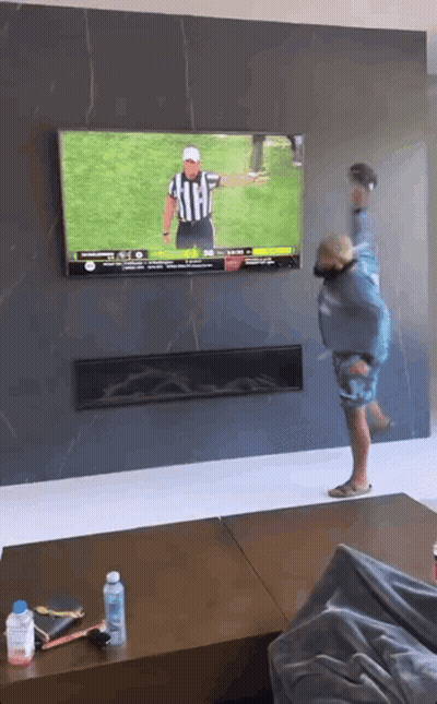 Man Watching Football On Television GIF