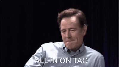 Man Waving Hand All In On Tao Behind Him GIF