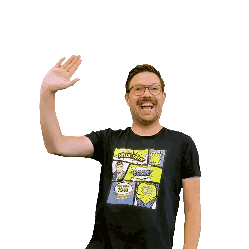 Man Waving In Comic Book T-Shirt Sticker