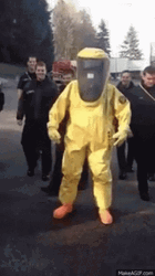 Man Wear Covid Suit Shuffle Dance GIF