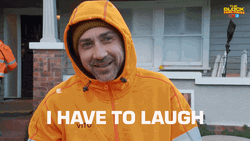 Man Wear Raincoat Laugh Cry  GIF