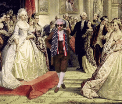 Man Wearing American Flag With Women GIF