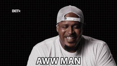 Man Wearing Aww Man Hat And Shirt GIF