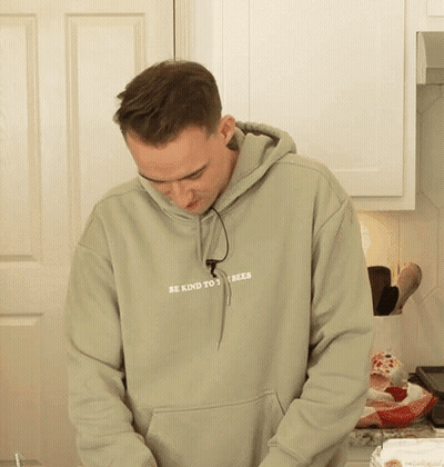 Man Wearing Be Kind To Trees Hoodie GIF