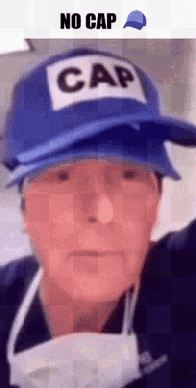 Man Wearing Blue Cap That Says Cap GIF