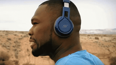 Man Wearing Blue Headphones With S GIF