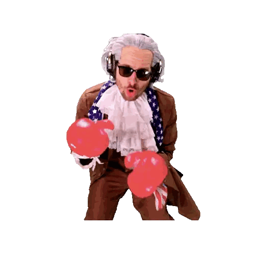 Man Wearing Boxing Gloves With American Flag Sticker