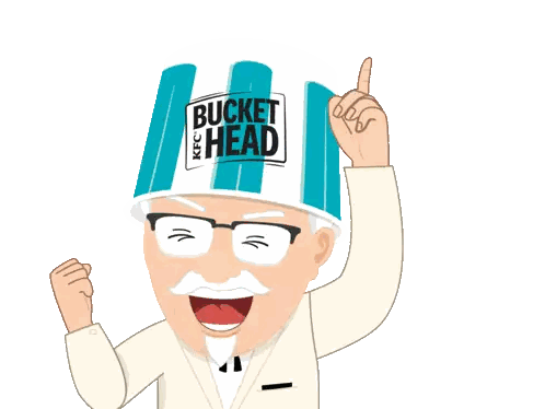 Man Wearing Bucket Head Hat Sticker