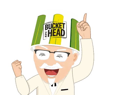 Man Wearing Bucket Head Hat Sticker