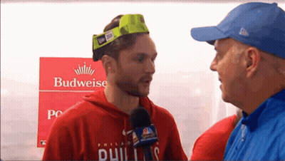 Man Wearing Budweiser Hat Interviewed