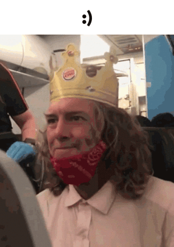 Man Wearing Burger King Crown And Bandana GIF