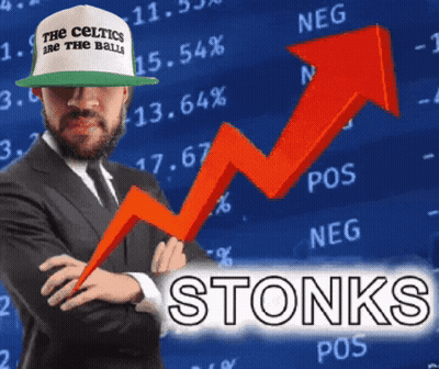 Man Wearing Celtics Hat In Front Of Stock Chart GIF