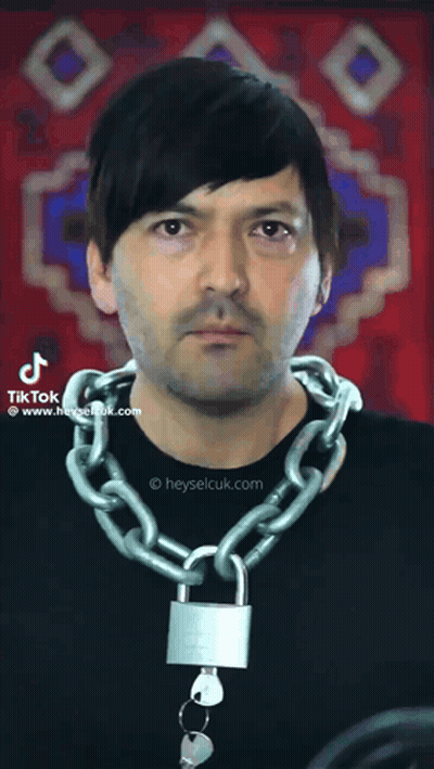 Man Wearing Chain With Padlock GIF