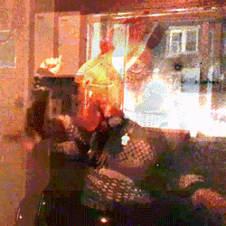 Man Wearing Chicken Headdress Chicken Dance GIF