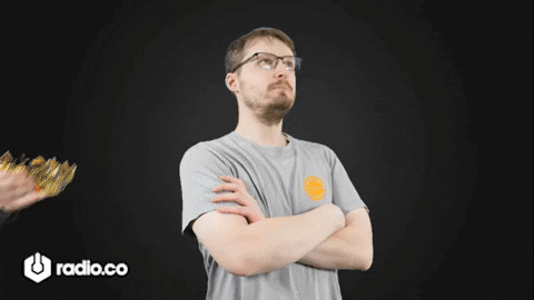 Man Wearing Crown With Radio.co Logo GIF