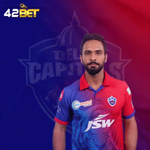 Man Wearing Delhi Capitals Shirt GIF