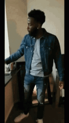 Man Wearing Denim Show Milly Rock Dance GIF