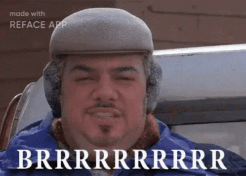 Man Wearing Ear Muffs And Hat Says Brrrrrrrrr GIF