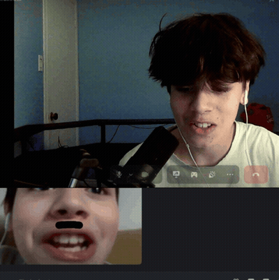 Man Wearing Earbuds On Video Call With Woman GIF