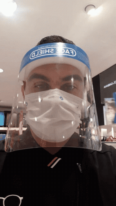 Man Wearing Face Shield And Face Mask GIF