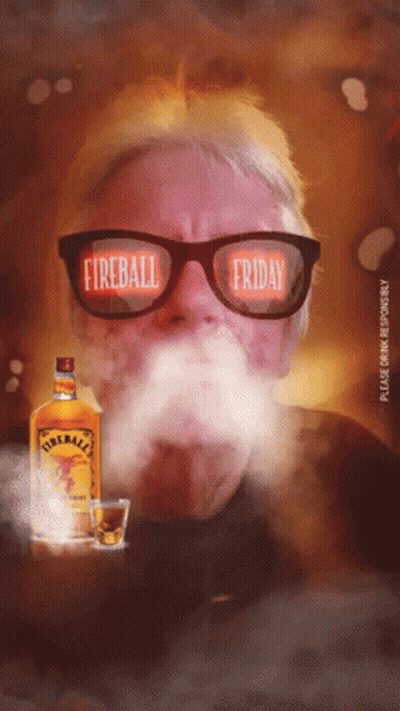 Man Wearing Fireball Glasses Smoking GIF