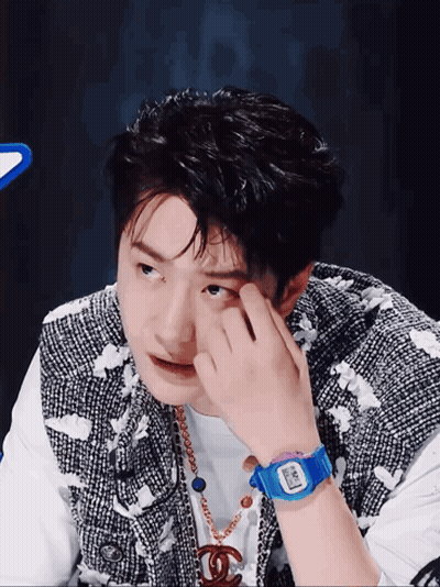 Man Wearing G-Shock Blue Watch GIF