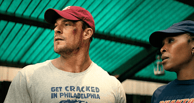 Man Wearing Get Cracked In Philadelphia Shirt GIF