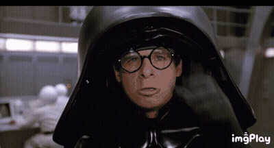 Man Wearing Glasses And Darth Vader Helmet GIF