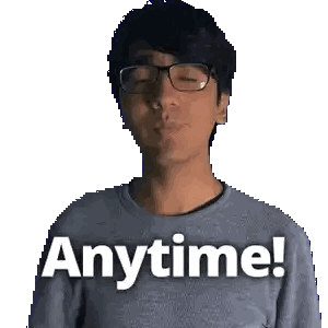Man Wearing Glasses And Grey Anytime Shirt Sticker