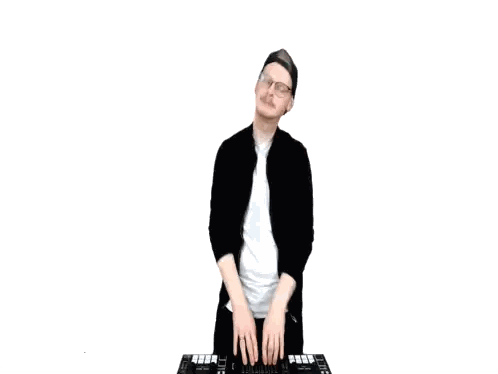 Man Wearing Glasses And Hat Playing Keyboard Sticker