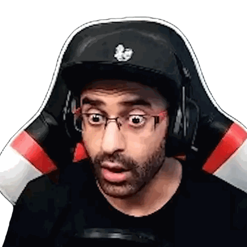 Man Wearing Glasses And Hat Sitting In Gaming Chair Sticker