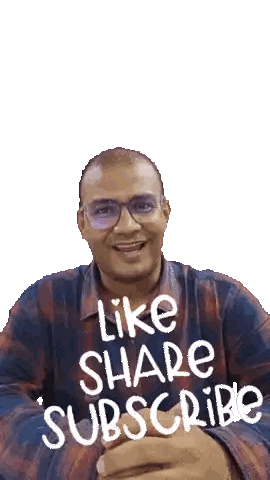 Man Wearing Glasses And Shirt Saying Like Share Subscribe Sticker