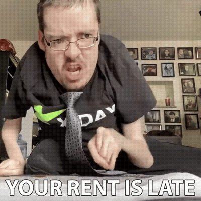 Man Wearing Glasses And Tie Your Rent Is Late GIF