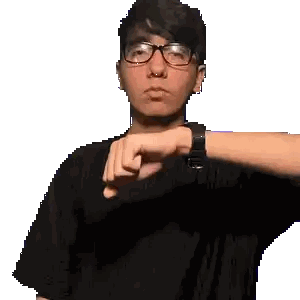 Man Wearing Glasses And Watch Pointing Sticker