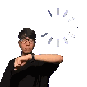Man Wearing Glasses And Watch Pointing To Watch Sticker