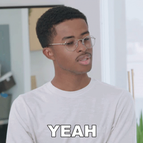 Man Wearing Glasses And Yeah Shirt GIF