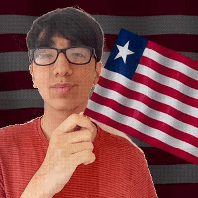 Man Wearing Glasses Holding American Flag GIF