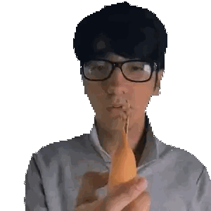 Man Wearing Glasses Holding Banana Sticker