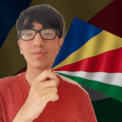 Man Wearing Glasses Holding Flag GIF