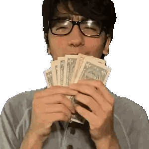 Man Wearing Glasses Holding Money In Mouth Sticker