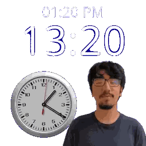 Man Wearing Glasses Next To Clock Sticker
