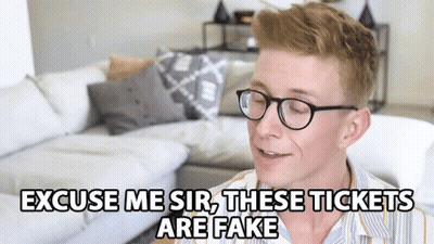 Man Wearing Glasses Saying Fake Tickets GIF