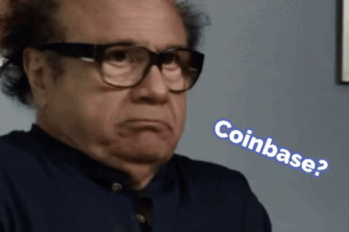 Man Wearing Glasses Says Coinbase In Blue GIF