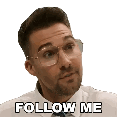 Man Wearing Glasses Says Follow Me Sticker