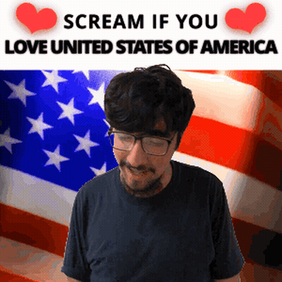 Man Wearing Glasses Screaming USA Flag GIF