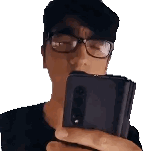 Man Wearing Glasses Taking Selfie Sticker