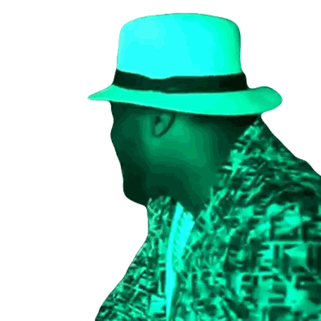 Man Wearing Green F Shirt And Hat Sticker