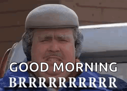 Man Wearing Hat And Ear Muffs Saying Good Morning GIF