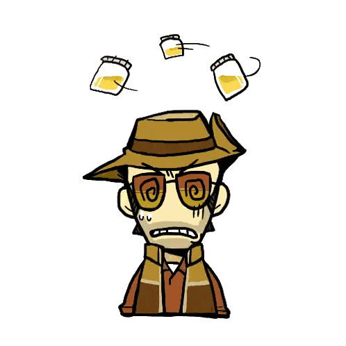 Man Wearing Hat And Glasses Surrounded By Jars Sticker