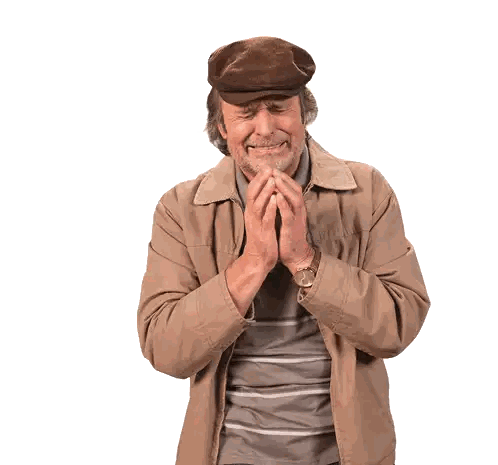 Man Wearing Hat And Jacket Folding Hands Sticker